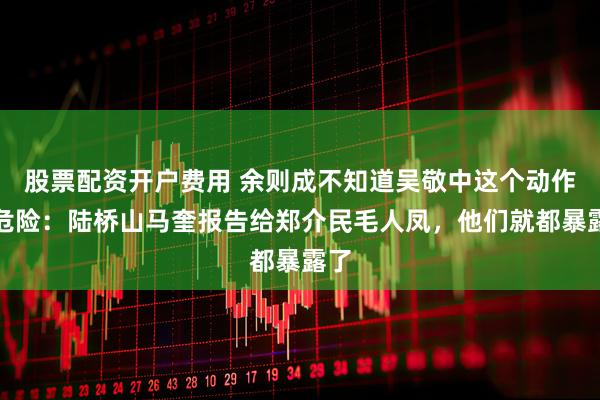 股票配资开户费用 余则成不知道吴敬中这个动作很危险：陆桥山马奎报告给郑介民毛人凤，他们就都暴露了