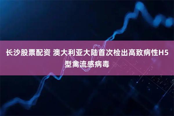 长沙股票配资 澳大利亚大陆首次检出高致病性H5型禽流感病毒